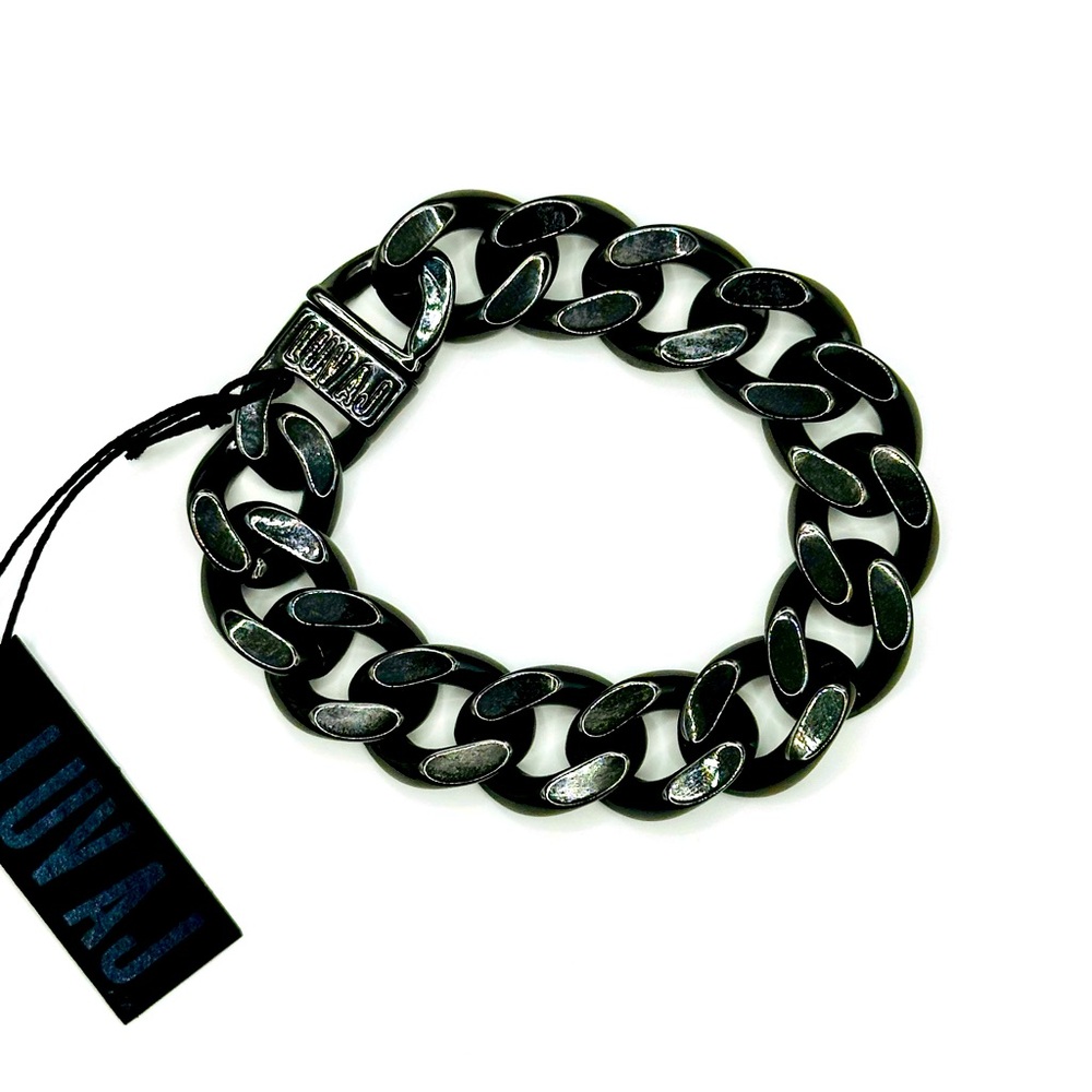 ♠️ Luv Aj Chunky Curb Chain Bracelet 
Black Metal